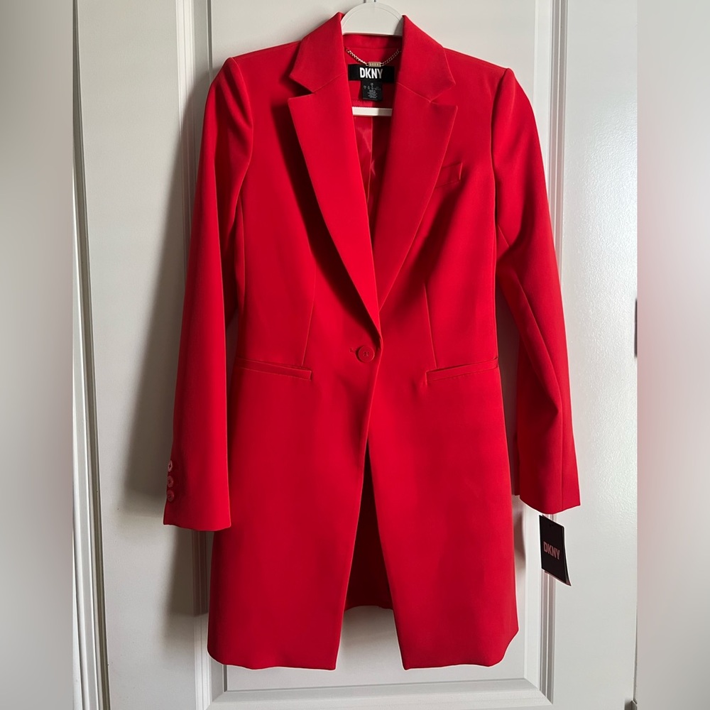 DKNY Vibrant Red Long Blazer